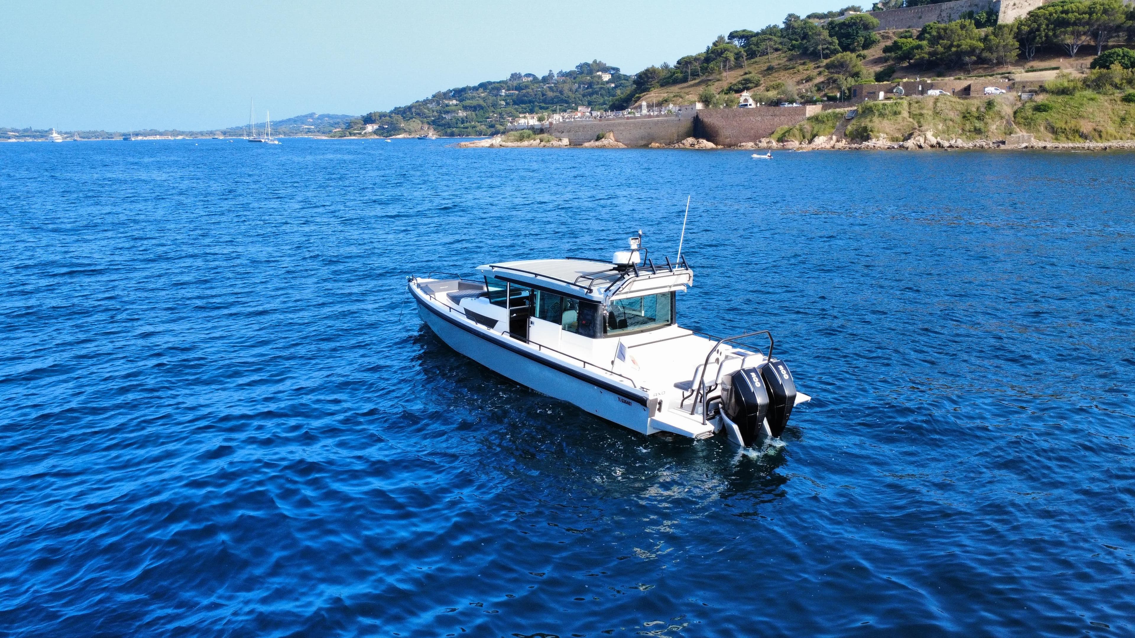 Aerial view of a boat on the Mediterranean